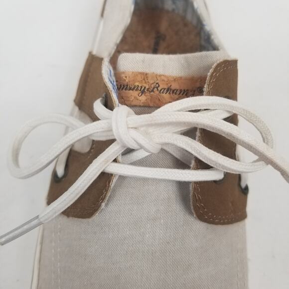 Tommy Bahama Mens Stripes Asunder TB7F10147 Tan Beige Canvas Deck Boat Shoe 10D - Picture 4 of 9